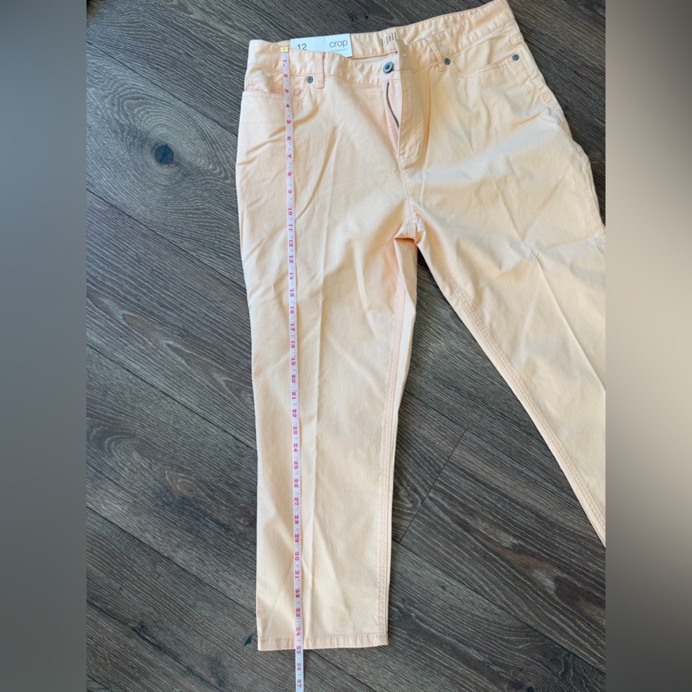 NWT J Jill Crop Authentic Fit Cotton Women’s Pant Bisque Color Size 12 Stretch - Picture 5 of 6